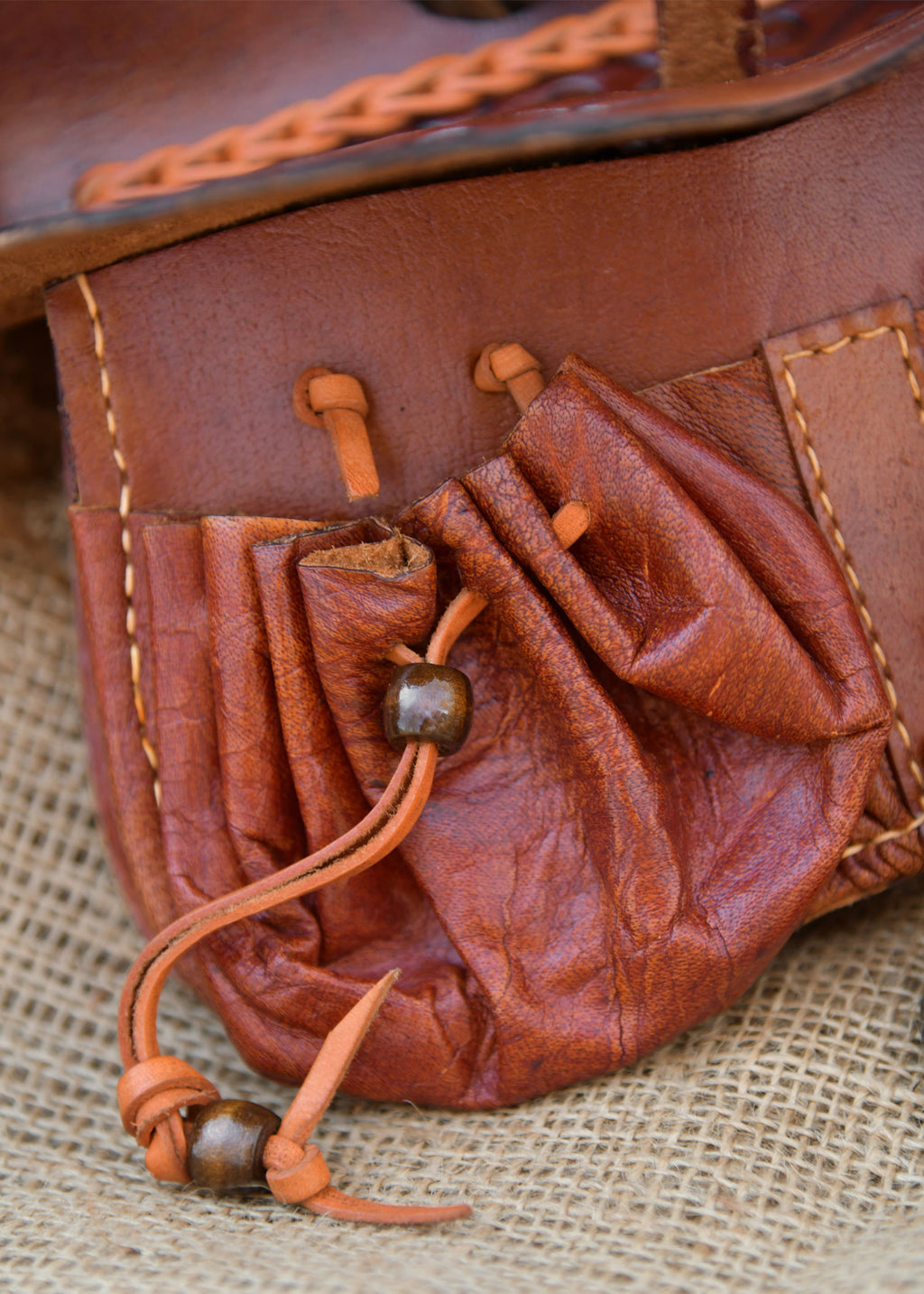 Spätmittelalter Gürteltasche mit Beuteln aus Leder