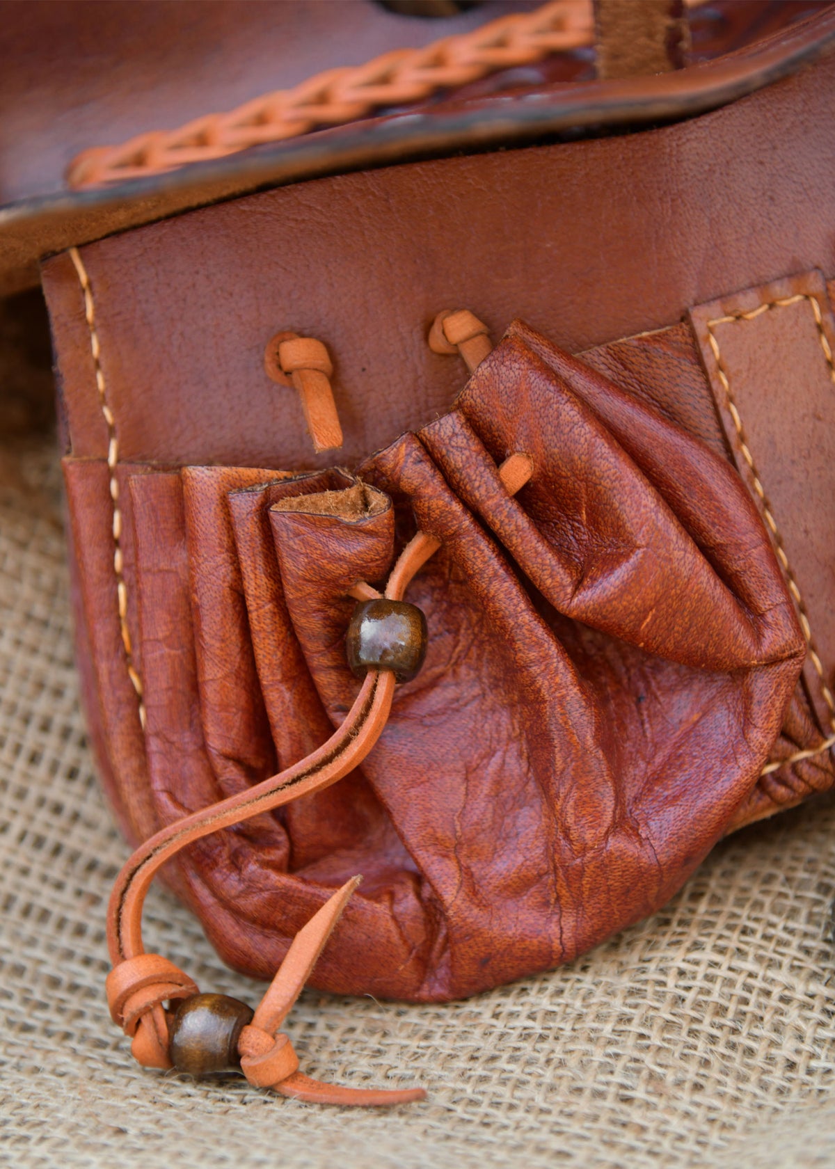 Spätmittelalter Gürteltasche mit Beuteln aus Leder