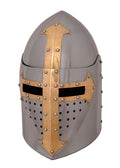 Mittelalter Topfhelm Ritter mit Klappvisier