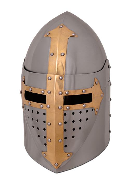 Mittelalter Topfhelm Ritter mit Klappvisier