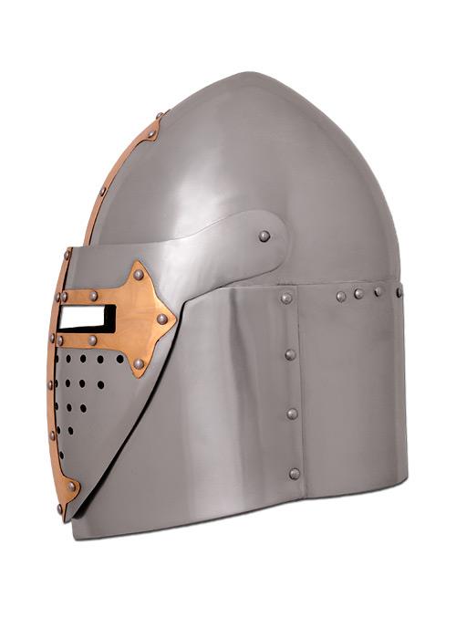 Mittelalter Topfhelm Ritter mit Klappvisier