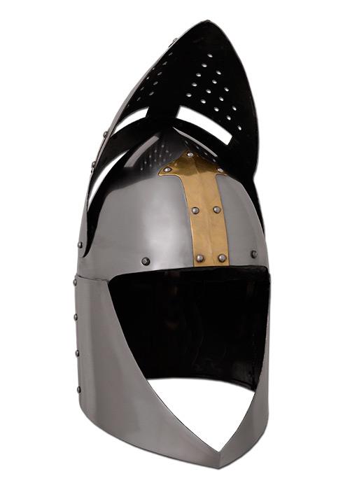 Mittelalter Topfhelm Ritter mit Klappvisier