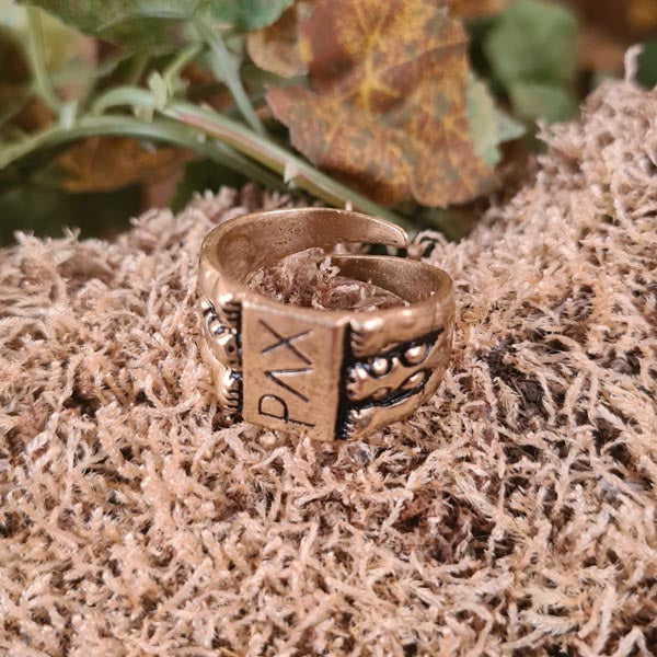 Mittelalter Fingerring PAX aus Bronze - Replik