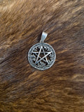 Wicca Triple Goddess Amulet with Rainbow Moonstone, Sterling Silver