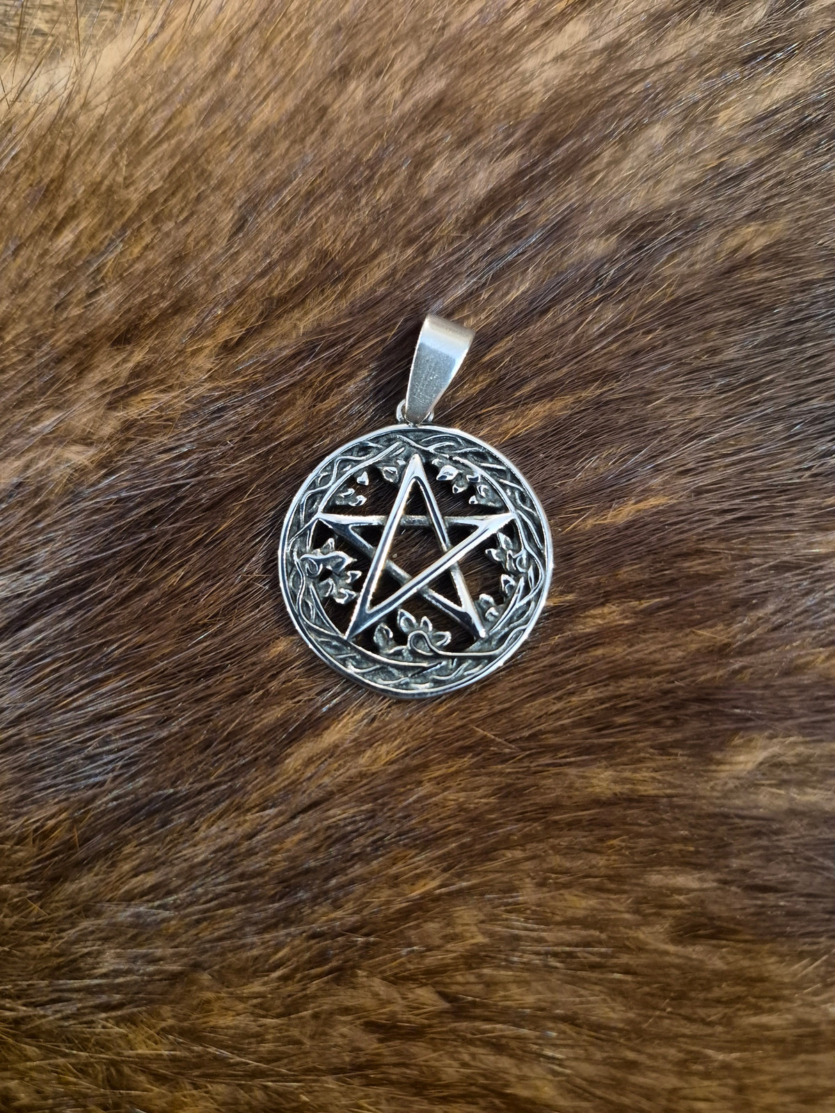 Wicca Triple Goddess Amulet with Rainbow Moonstone, Sterling Silver