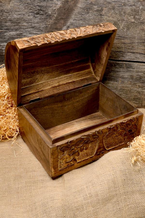 Mittelalter Truhe Lebensbaum aus Holz