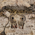 Early Medieval Ear Ornament Moon with Onyx in Bronze