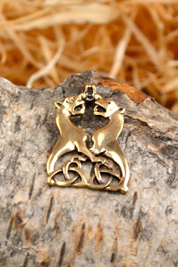 Germanen Amulett Wotans Wölfe aus Bronze