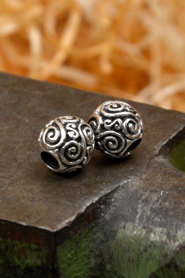 Wikinger Haar & Schmuckperle Doppelspiralen aus Silber