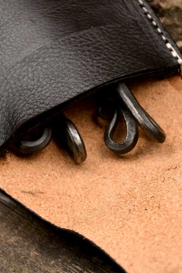 Mittelalter Besteck mit Ledertasche 4 teilig - handgeschmiedet