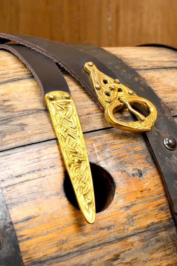 Viking long leather belt for Early Medieval reenactment
