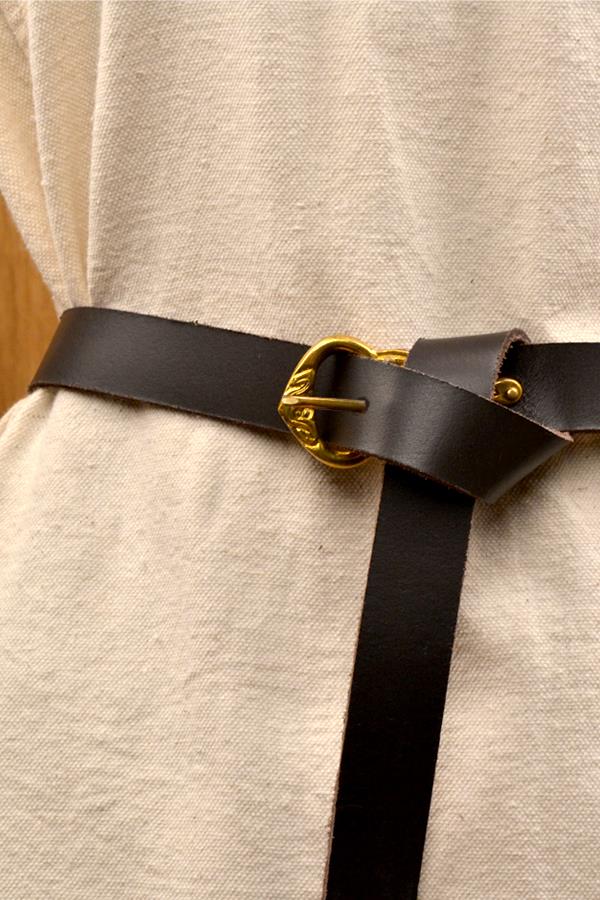 Viking long leather belt for Early Medieval reenactment