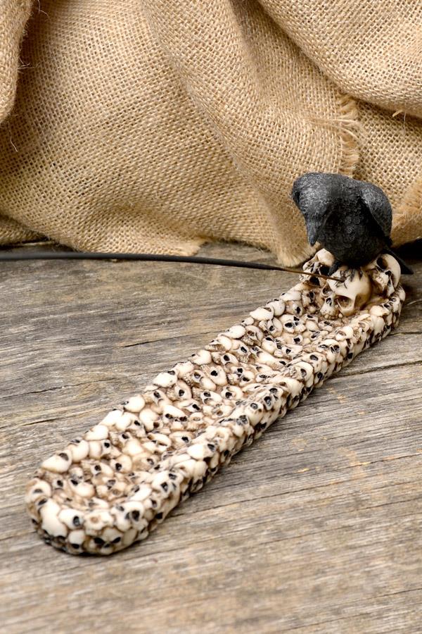 Räucherstäbchenhalter Rabe - handbemalt