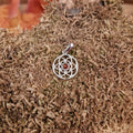 Amulett Blume des Lebens mit Bernstein aus Silber