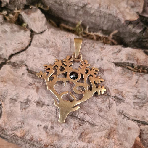 Amulett Hirschgeweih mit Zirkon aus Bronze