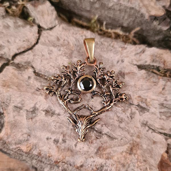 Amulett Hirschgeweih mit Zirkon aus Bronze