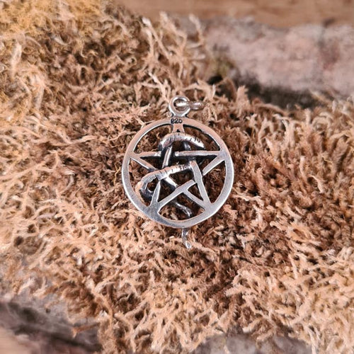 Amulet Pentagram with Snake in Silver