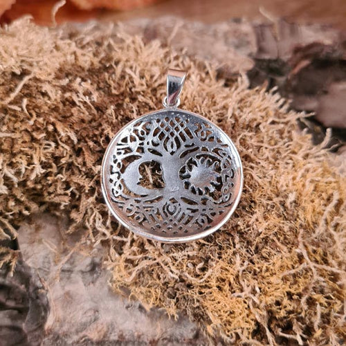 Amulet World Tree with Sun and Moon in Silver