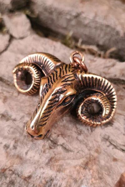 Ram's Head Bronze Amulet