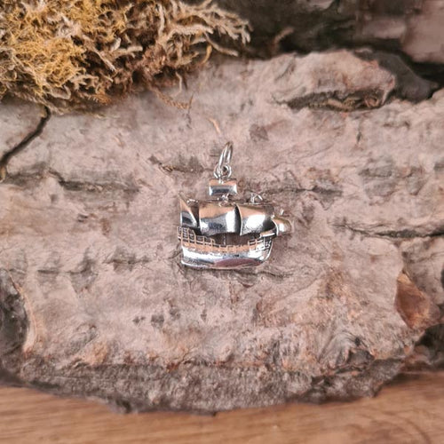 Silver Pirate Ship Pendant