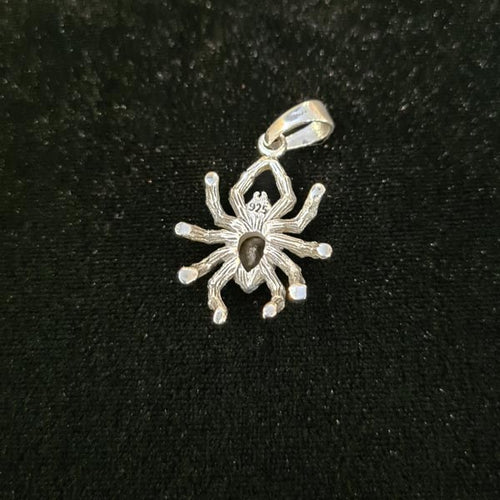 Silver Crystal Spider Pendant