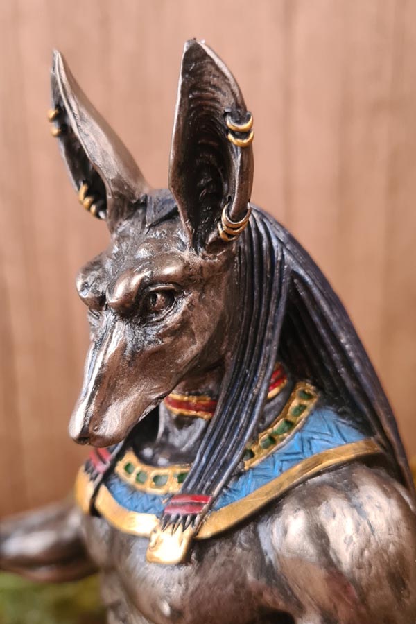 Anubis, God of Death with Cobra Scepter - hand-painted