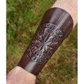Leather Arm Guard Vegvisir brown