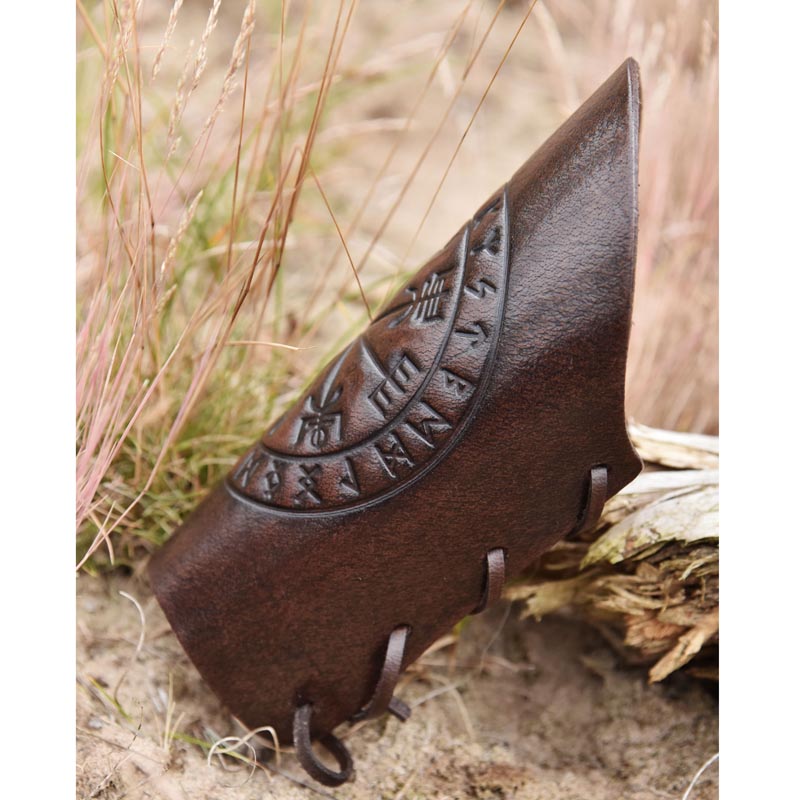 Leather Arm Guard Vegvisir brown