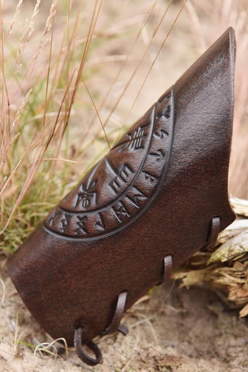 Leather Arm Guard Vegvisir brown