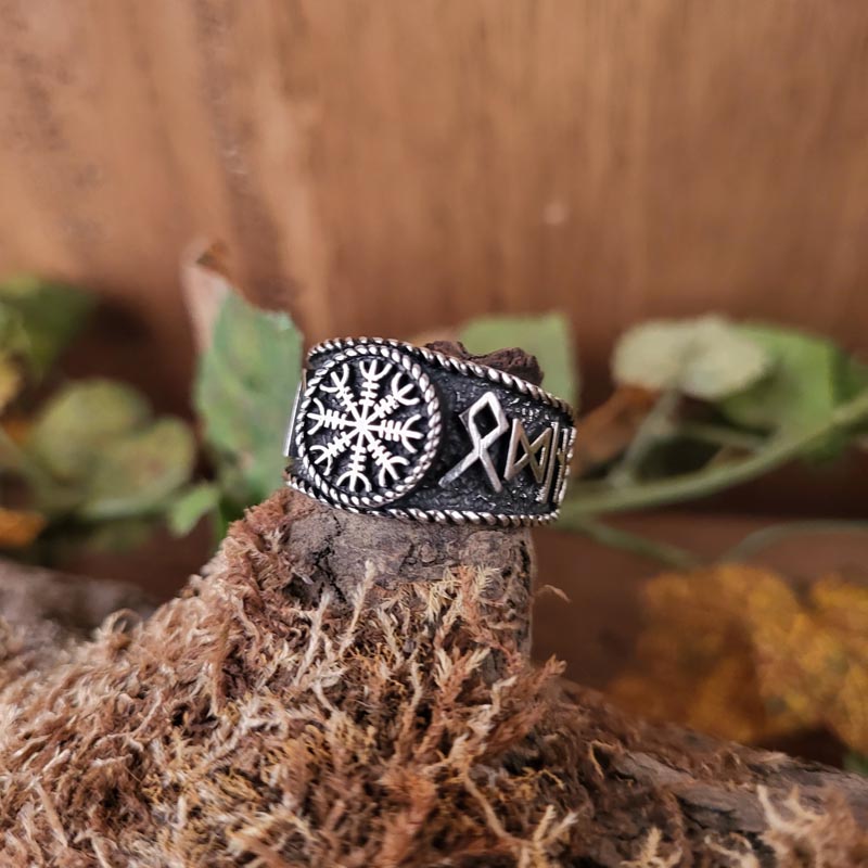 Asatru Ring Helm of Awe made of silver