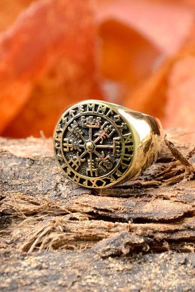Asatru Bronze Ring Vegvisir
