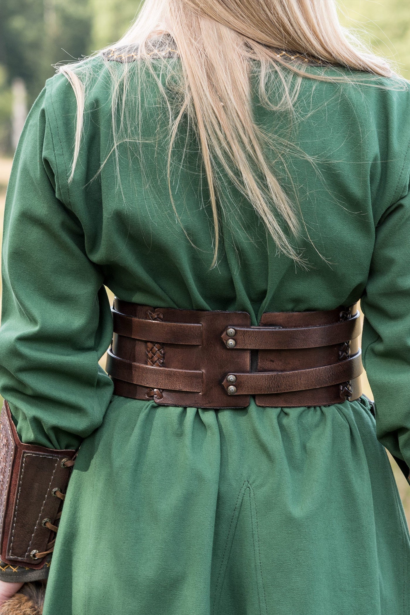 Breiter LARP Doppelgürtel aus Büffelleder braun