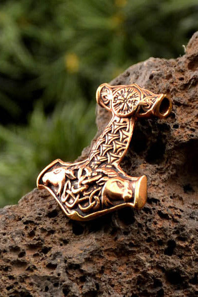 Bronzeanhänger Thorshammer mit Wikinger Kompass