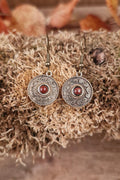 Bronze Earrings with Spirals & Stone