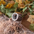 Bronze ring Thor's Hammer with runes