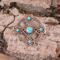 Mittelalter Brosche Kreuz mit Türkise aus Bronze