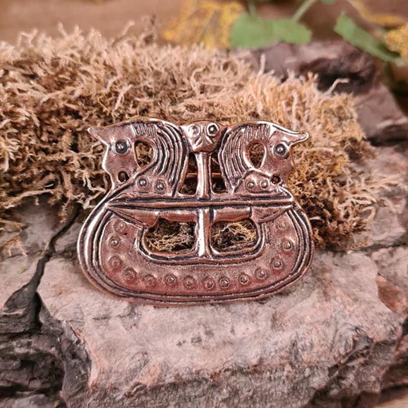 Brosche Wikingerschiff aus Bronze - Replik