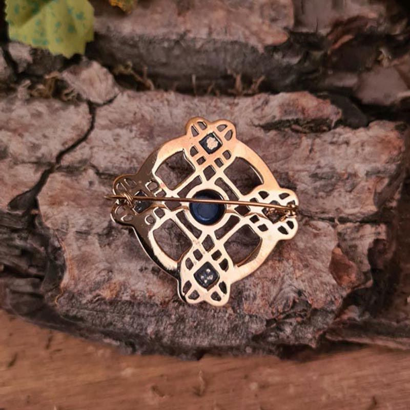 Mittelalter Brosche Kreuz mit Türkise aus Bronze