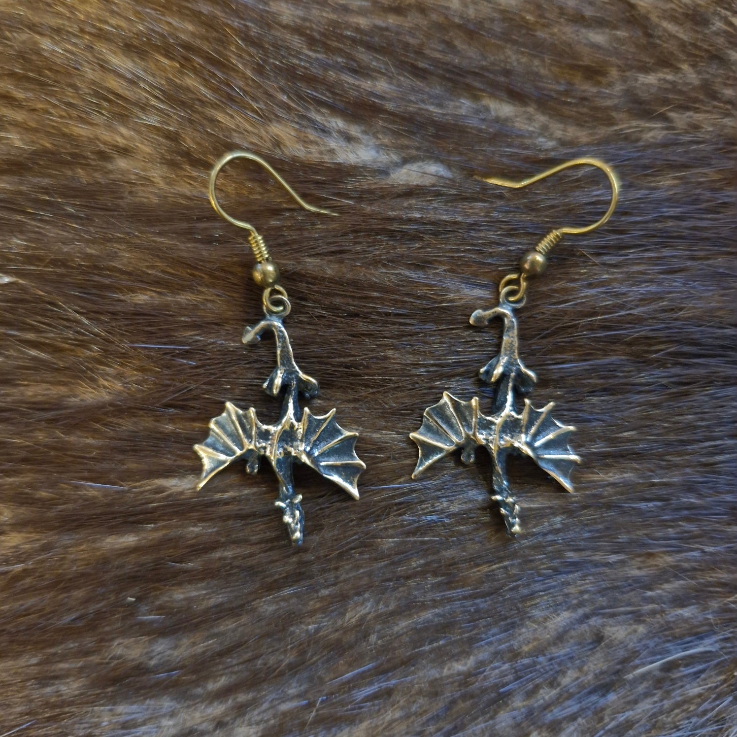 Fantasy Dragon Earrings made of Bronze