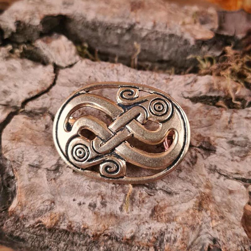 Frühmittelalter Brosche Schlangen der Vendelzeit aus Bronze