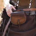 Small Early Medieval brown leather belt pouch