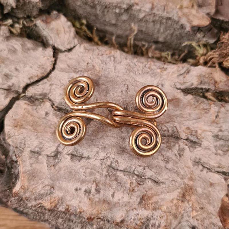 Early Medieval Garment Clasp Double Spirals in Bronze - Replica