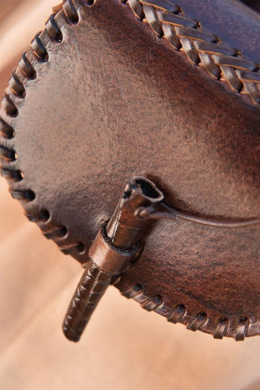 Small Early Medieval brown leather belt pouch