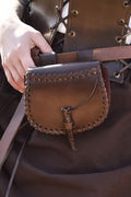 Small Early Medieval brown leather belt pouch