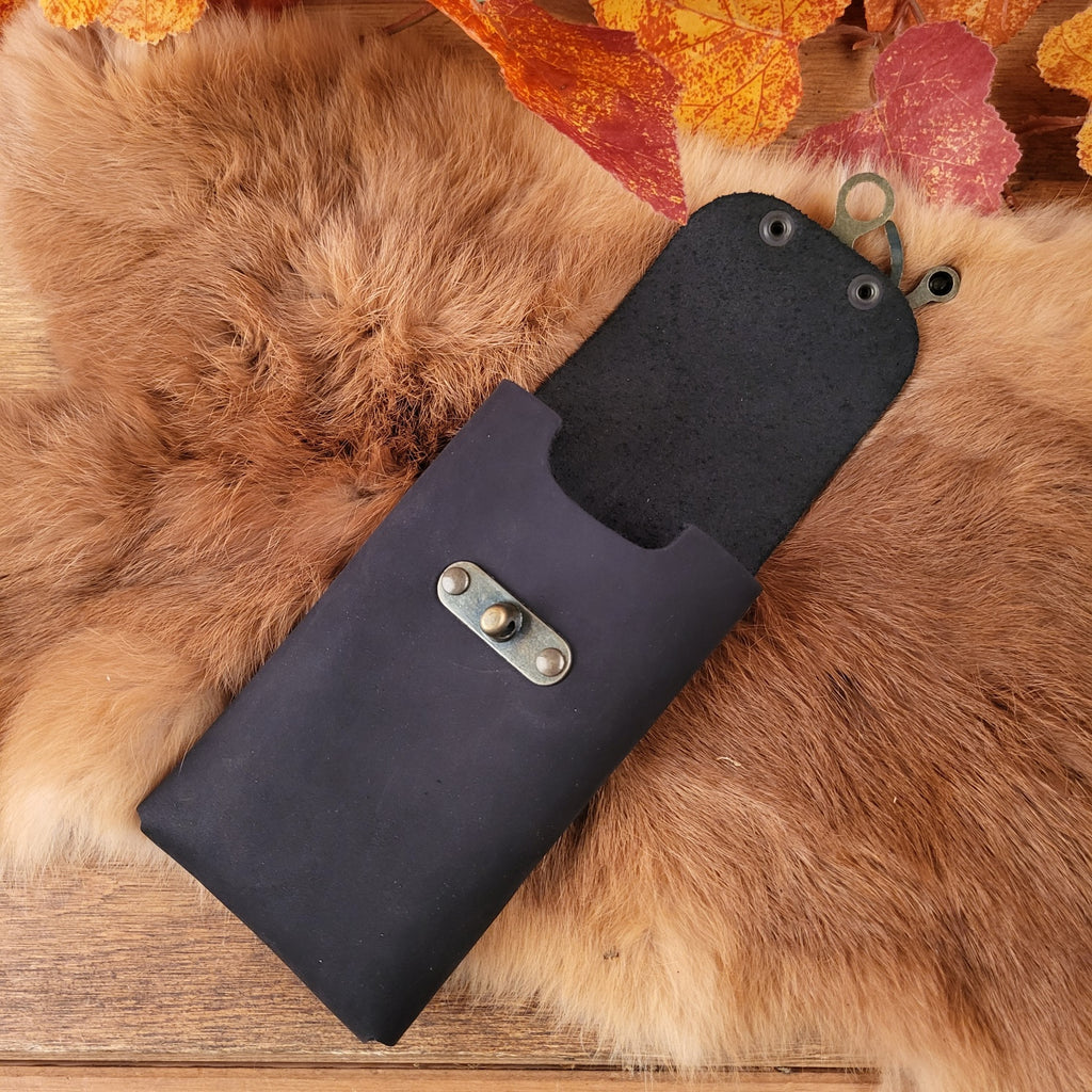 Leather Belt Pouch for Smartphone with Latch Hook