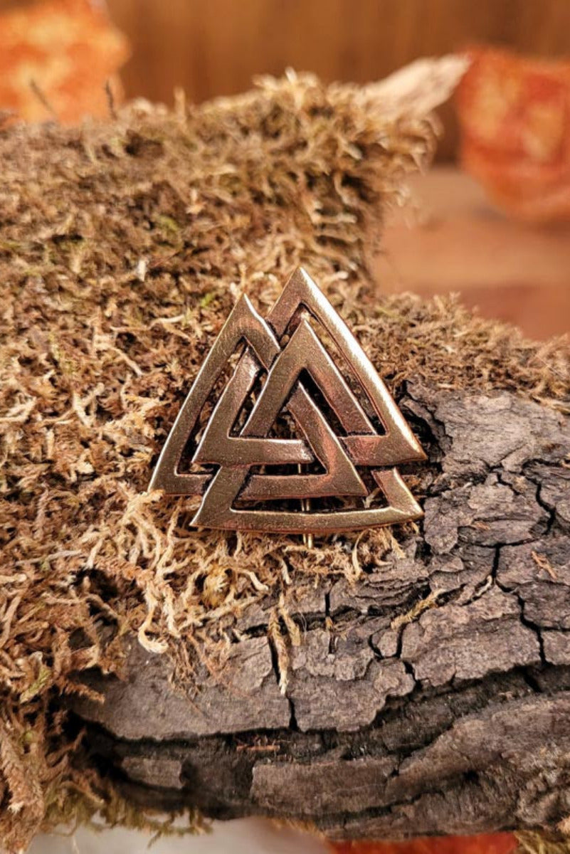 Germanic Brooch Valknut made of Bronze