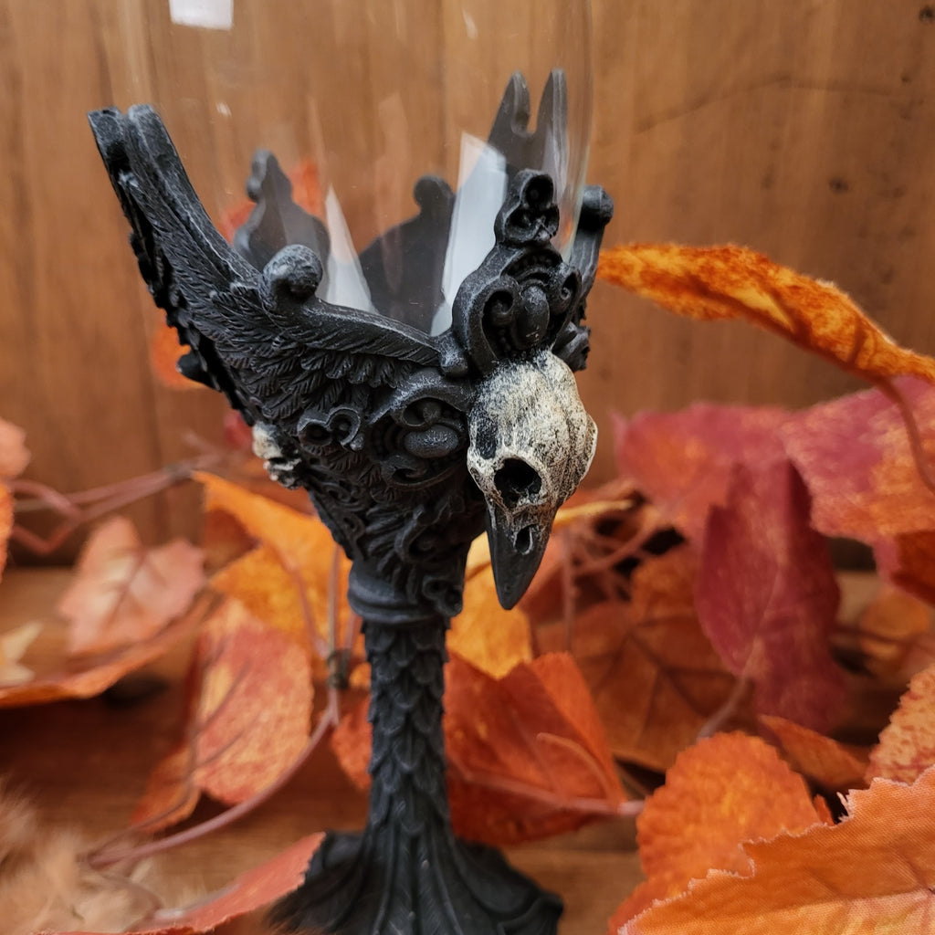Gothic Weinglas Rabenschädel - handbemalt