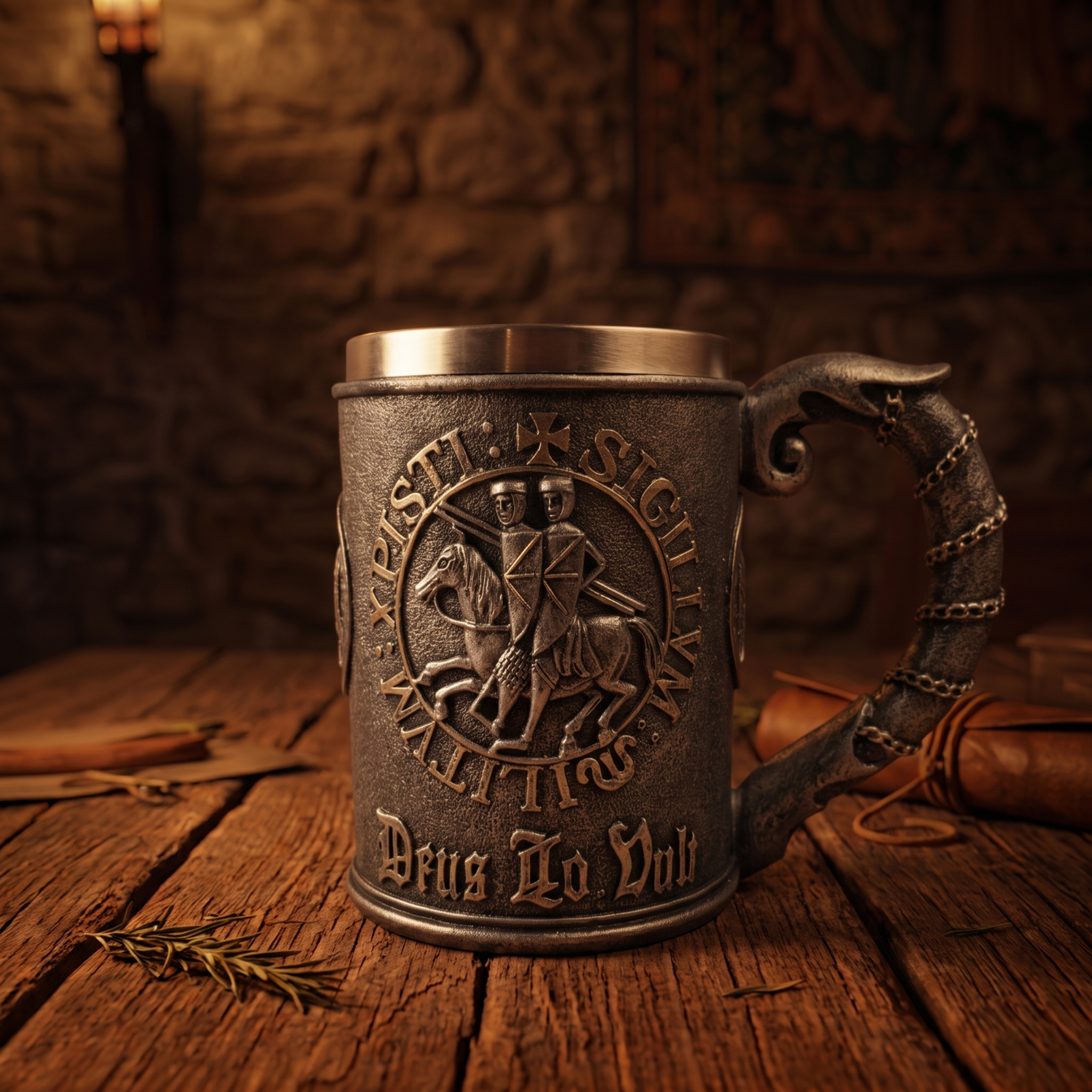 Großer Krug der Templer Deus lo vult - Dekoration