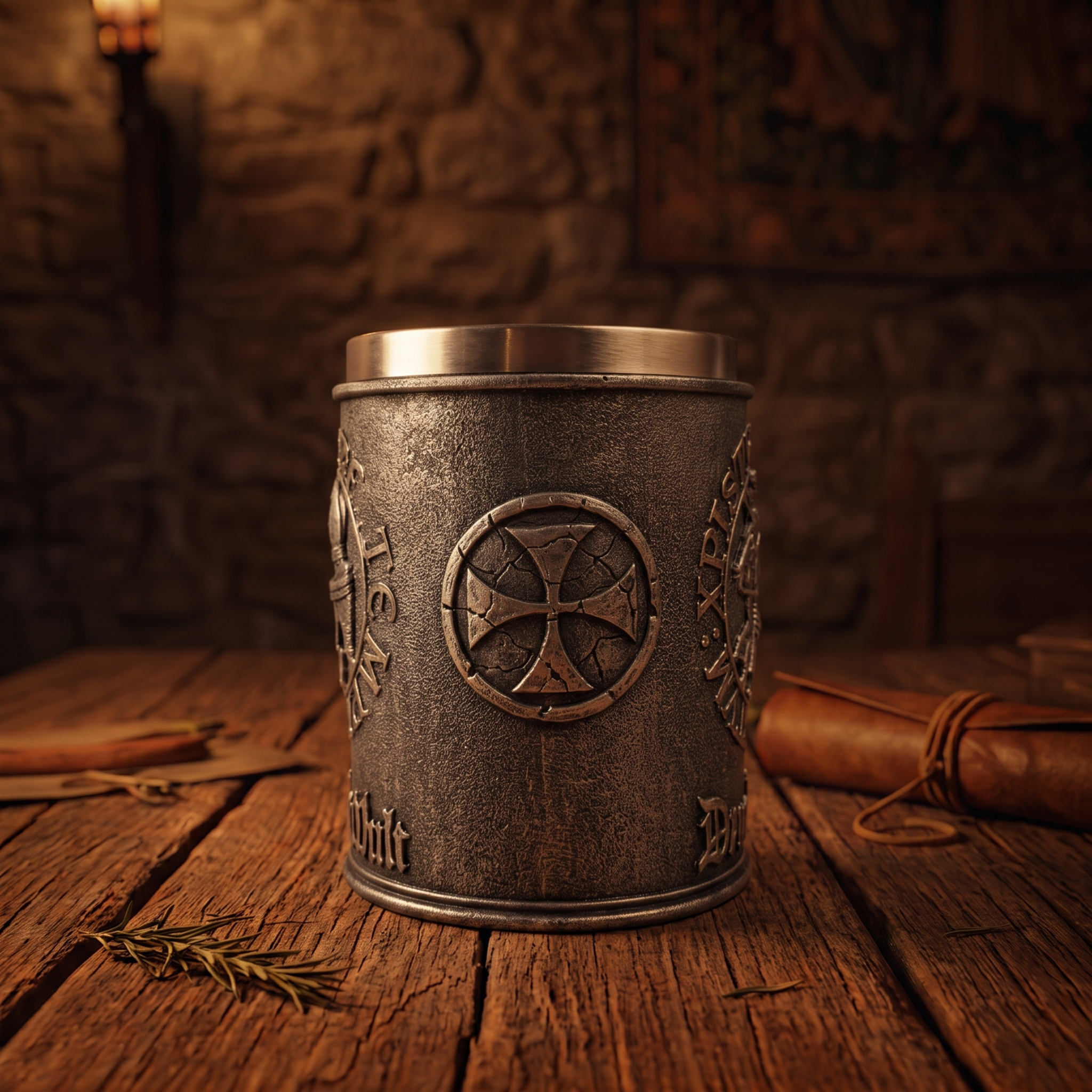 Großer Krug der Templer Deus lo vult - Dekoration