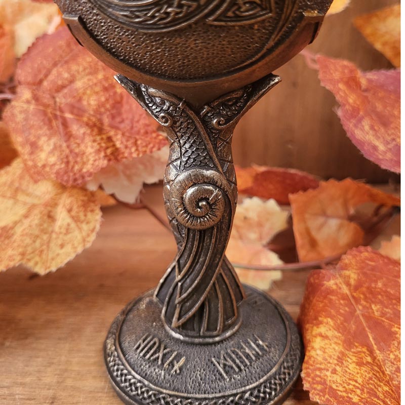 Großer Wikinger Kelch Hugin & Munin mit Edelstahleinsatz